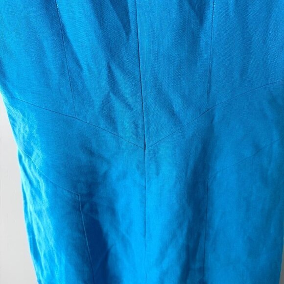 Talbots Petites Sleeveless V-Neck Zipper Back Irish Linen Blue Size 2 - Picture 8 of 14